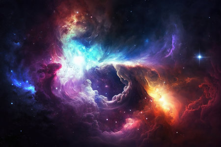 Abstract outer space endless nebula galaxy background.
