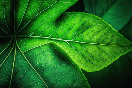 Green leaf background close up view. Nature foliage abstract of leave texture for showing concept of green business and ecology for organic greenery and natural product background.の写真素材