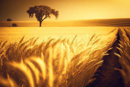 A shot of a Gold wheat field.の写真素材