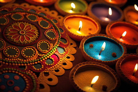Diwali oil lamp stock photo Diwali, Rangoli, Diya - Oil Lamp, Celebration, India.の写真素材