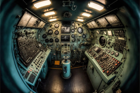 Interior view of an old military aircraft cockpit. Filtered image processed vintage effect.の写真素材