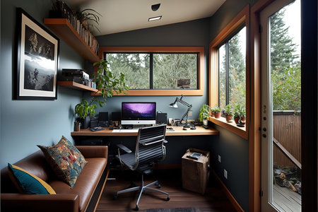 Interior of a modern home office. 3d rendering mock upの写真素材
