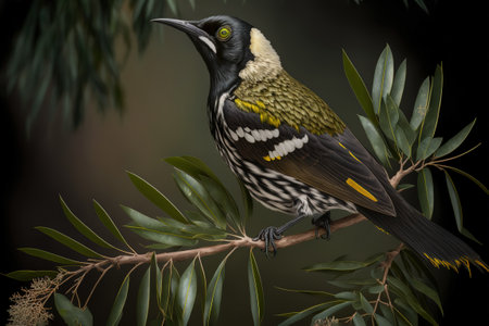 Olive-backed Woodpecker (Carpinus auratus) perched on a branchの写真素材