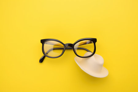 Stylish sunglasses on color backgroundの素材