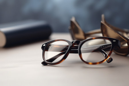 Glasses lie on a white backgroundの素材