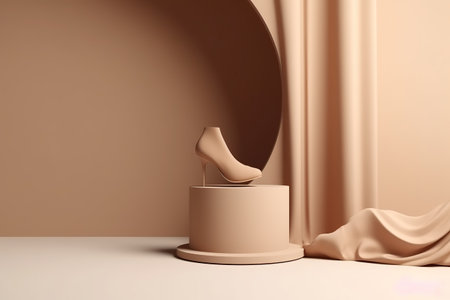 3d shape for products display presentation. Pastel minimal wall scene. Pedestal podium display.の素材