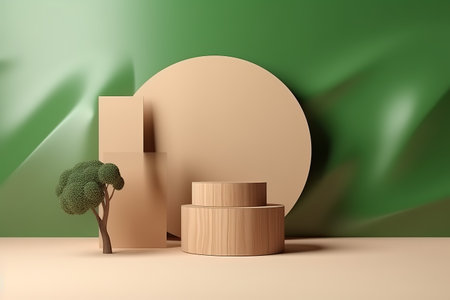 3d shape for products display presentation. Pastel minimal wall scene. Pedestal podium display.の素材
