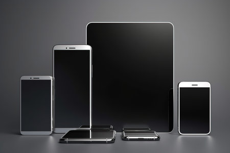 A picture featuring three laptops and a monitor placed on a table. Suitable for technology-related articles or websitesの素材