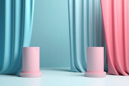 3d shape for products display presentation. Pastel minimal wall scene. Pedestal podium display.の素材
