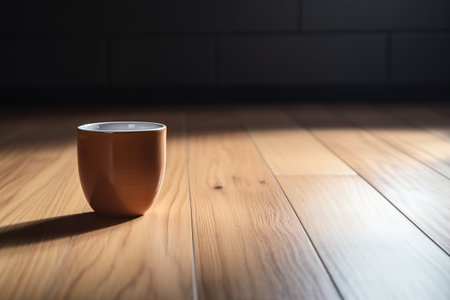 Cup coffee beans wooden. Hot espresso and coffee bean. Espresso coffee machine.の素材