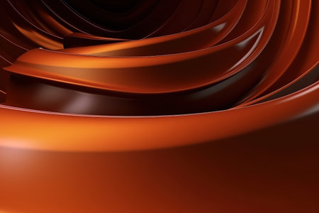 Abstract brown swirls with a smooth, glossy finish, creating a luxurious and modern background.の素材