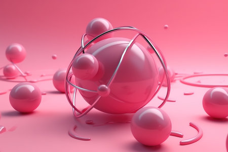 Magenta Sphere Scene: Beauty in Three-Dimensional Abstract Fluid Bubble Make-Upの素材