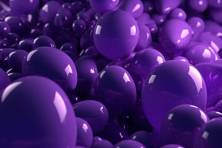 Abstract background of shiny purple spheres with reflections.の素材