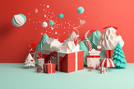 Merry Christmas and Happy New Year Celebration. Generative Aiの素材