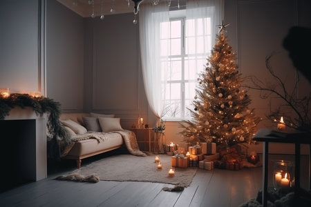 Merry Christmas and Happy New Year Celebration. Generative Aiの素材