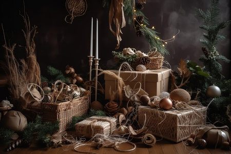Merry Christmas and Happy New Year Celebration. Generative Aiの素材