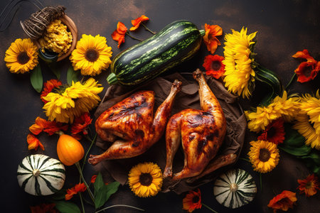 Happy Thanksgiving. Thanksgiving Food. Thanksgiving Concept.の素材