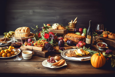 Happy Thanksgiving. Thanksgiving Food. Thanksgiving Concept.の素材