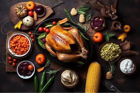 Happy Thanksgiving. Thanksgiving Food. Thanksgiving Concept.の素材