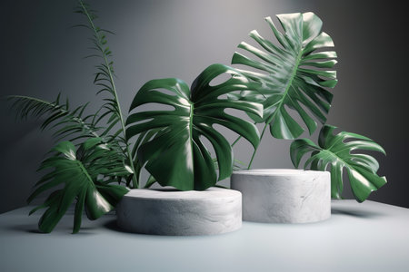 3d shape for products display presentation. Pastel minimal wall scene. Pedestal podium display.の素材