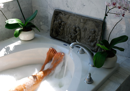 Woman in her bathの写真素材