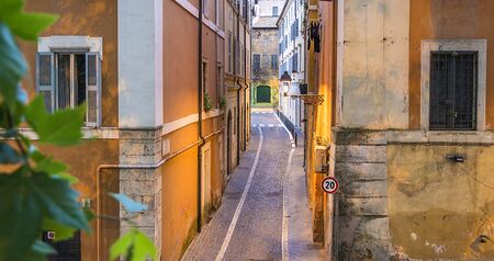 Via degli amatriciani. beautiful medieval street in Romeの写真素材