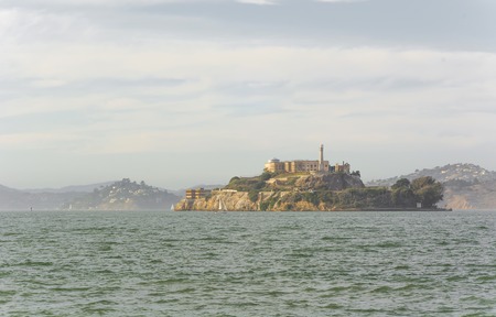 panoramic view of Alcatraz Island in San Francisco, USA.の写真素材