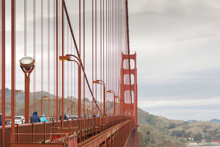 San Francisco, CA, USA, october 24, 2016: detail of the Golden Gate suspension bridge, San Francisco, California, USAのeditorial素材