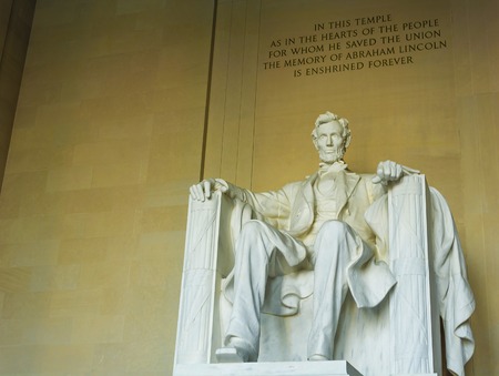 Statue of Abraham Lincoln at the Lincoln Memorial Washington DC USAの写真素材