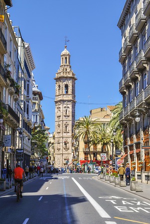 Valencia, Spain, may 2013: El Micalet el Miguelet is the Bell tower of Valencia Cathedralのeditorial素材