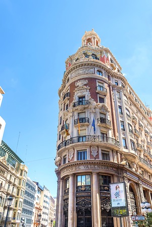 Valencia, Spain, May 2013: Founded in 1900 Bank of Valencia Banco de Valencia is the sixth bank in Spain, and has its headquarters in the city of Valencia.のeditorial素材