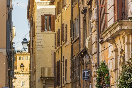 Rome, Italy, december 2014: Via dei Coronari is a street in the historic center of Rome. It is one of the most picturesque roads of the old city, having maintained the character of an Italian Renaissance streetのeditorial素材