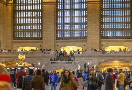 New York, USA, November 2016: Inside view of the main hall of Grand Central Terminal Station with many peopleのeditorial素材