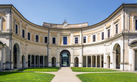 Semicircular portico at the rear of the Casino in the Villa Giulia courtyardのeditorial素材