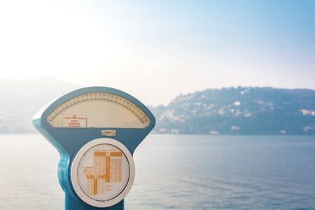 Automatic precision weight scale with lake view in Como, Italyの写真素材