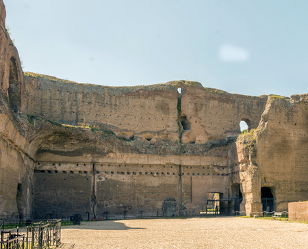 Baths of Caracalla, ancient ruins of roman public thermae built by Emperor Caracalla in Rome, Italyの写真素材