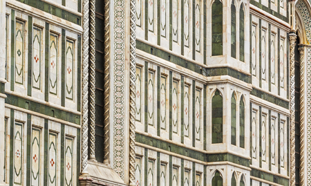 Detail of the external wall of the Duomo of Florence. Outdoor shot. Nobodyの写真素材