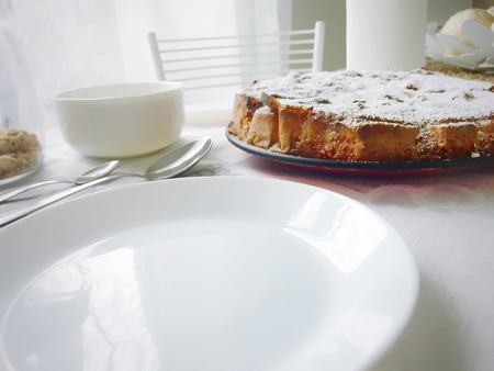 Morning breakfast cake at homeの写真素材