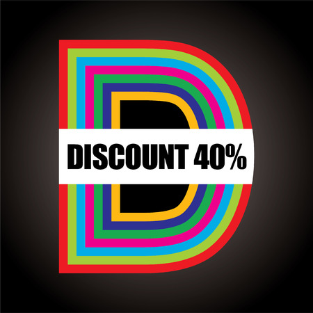 Discount with Multicolor D Letter. Vector illustrationのイラスト素材
