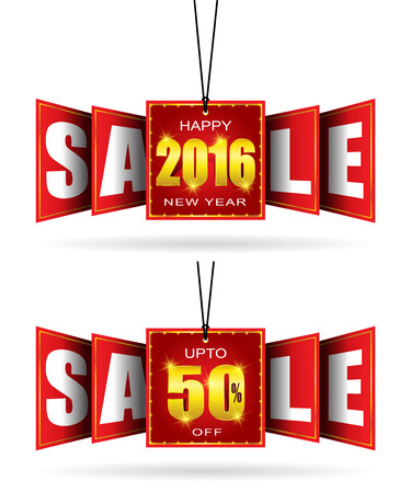 Double Sided Vector Hanging Sale Banner, New Year Sale Tag, Sale Tagのイラスト素材