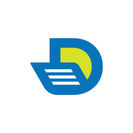 a letter D logo combined with a paper document symbolのイラスト素材
