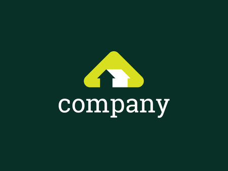 modern and simple logo with a house arrow on negative space. editable and easy to useのイラスト素材