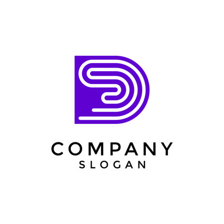 letter D fingerprint logoのイラスト素材