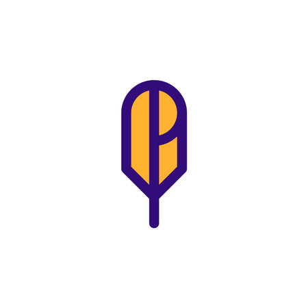 modern letter P feather logoのイラスト素材
