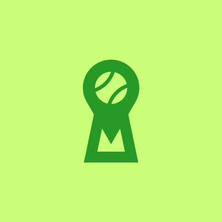 tennis keyhole logo. sports field location logo. tennis center logoのイラスト素材