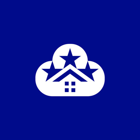 modern and sophisticated cloud star house logo. initial star roof monogram.のイラスト素材