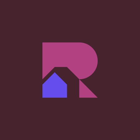 initial letter R and house logo. home property real estate logo designのイラスト素材