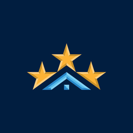 star house roof logo. real estate spark logo. property recommendation icon.のイラスト素材