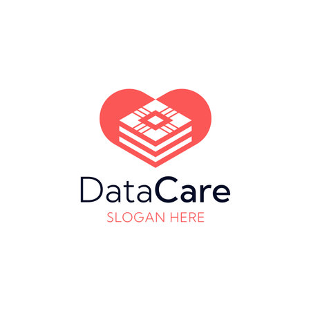 modern data care storage heart logoのイラスト素材