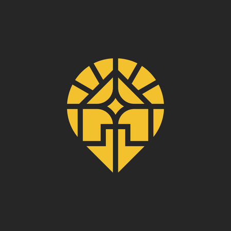 modern house pin location star logoのイラスト素材